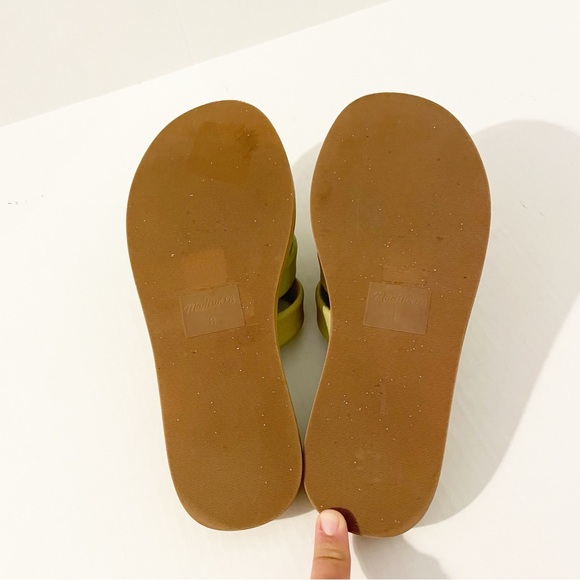 Madewell Leeandra Leather Sandals Slides Size 8 Puffy Cloud Straps Pistachio - Picture 3 of 7
